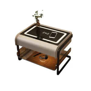 Luxury Smart Transparent Nordic Bedside Side Tables with Bass Speaker, Small Space, Wireless Charger and Night Furniture