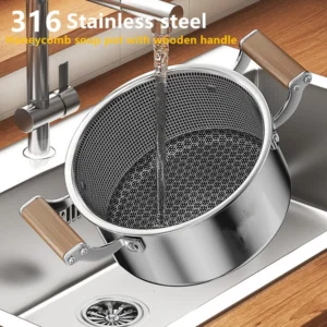 316L Stainless Steel Soup Pot Honeycomb Non-Stick Pot With Lid Household Hot Pot Induction Cooker Gas Stove Universal Soup Pot