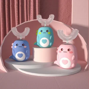 360-Degree Rotating U-Shaped Electric Toothbrush for Kids, Smart Silicone Kids Toothbrush, Rechargeable Automatic Sonic Toothbrush
