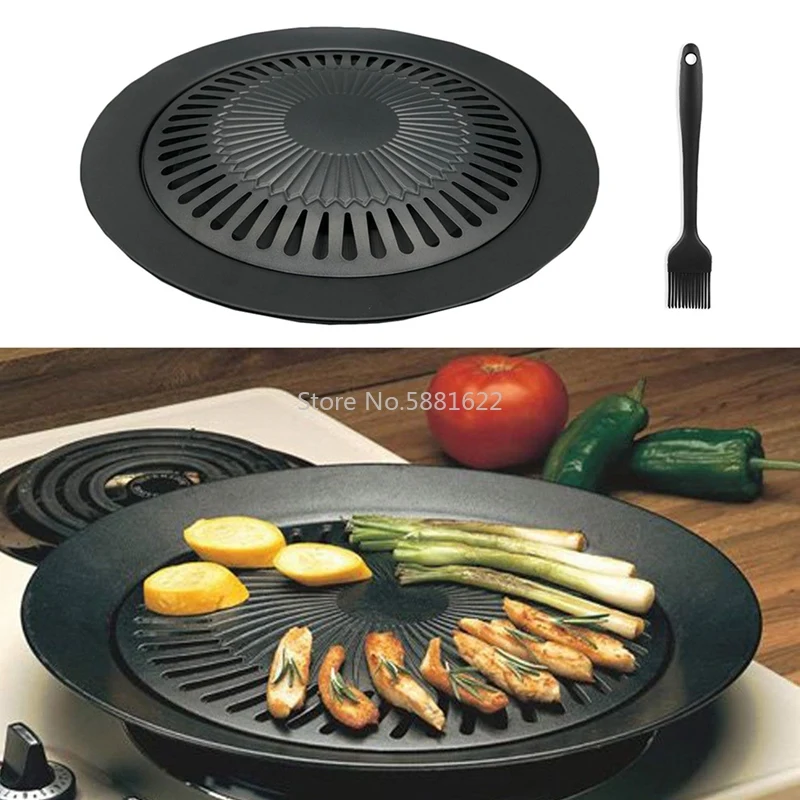 Portable Smokeless Korean Gas Grill for Outdoor Use, Smokeless Home Grill Pan, Grill Plate, Cooking and Roasting Tool Set