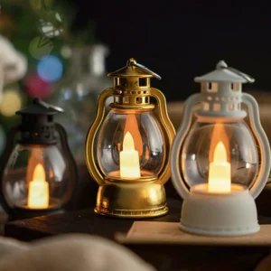 Small Hanging Vintage LED Candle-Shaped Energy-Saving Plastic Lantern, Small Desktop Lantern, LED Lantern, Party Prop, Home Decor